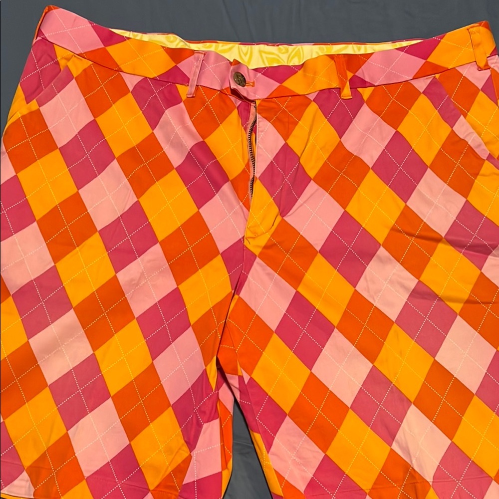 Loudmouth Orange and Pink Argyle Shorts
